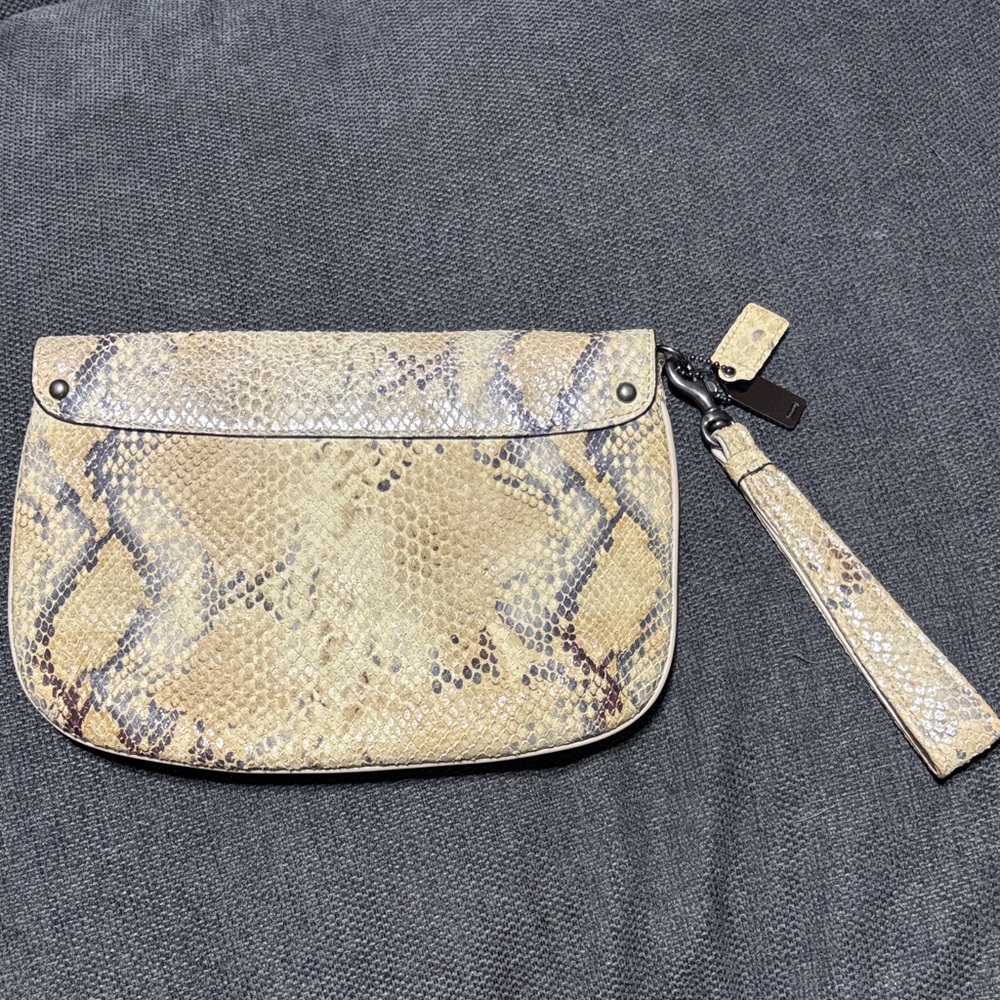 Coach Kristin Python Embossed Leather Large Clutc… - image 4